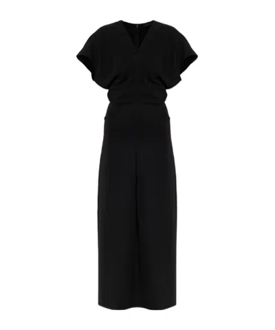 Anine Bing Zadig Gathered Crepe Midi Dress In Black