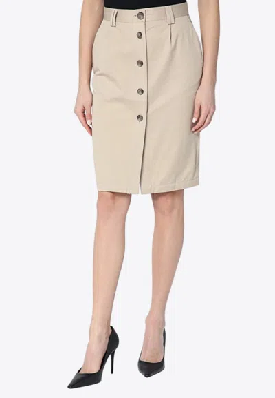 Anine Bing Zaire Buttoned Pencil Skirt In Neutral