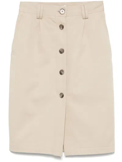 Anine Bing Zaire Midi Skirt In Beige