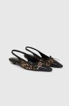 Anine Bing Zoey Leopard-print Slingback Ballet Flats In Black