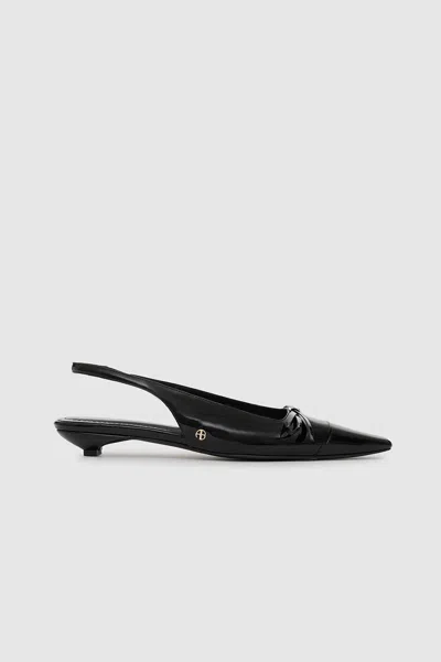 ANINE BING ANINE BING ZOEY SLINGBACK HEELS IN BLACK PATENT
