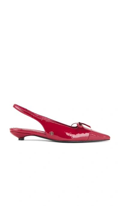 Anine Bing Zoey Bow-detailed Patent-leather Slingback Pumps In Red