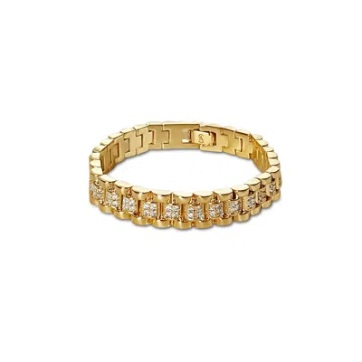 ANISA SOJKA WOMEN'S GOLD CUBIC ZIRCONIA CHUNKY WATCH BAND BRACELET