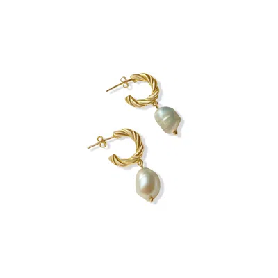 Anisa Sojka Women's Gold Freshwater Pearl Hoop Earrings