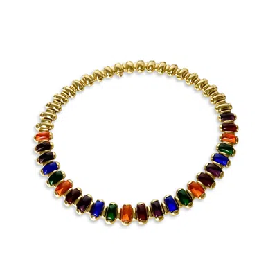 Anisa Sojka Women's Gold Rainbow Gem Necklace In Multi