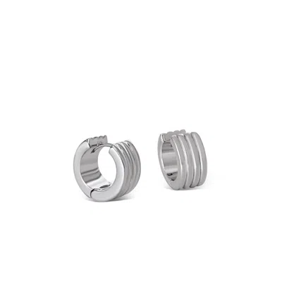 Anisa Sojka Women's Ridge Hoop Earrings - Silver In Metallic