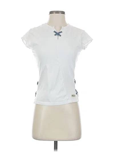 Pre-owned Anisette Short Sleeve Blouse In White