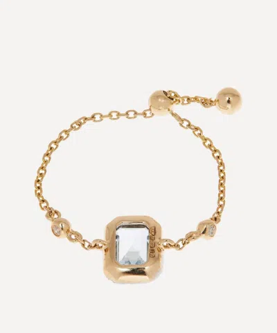 Anissa Kermiche Gold Aquamarine And Diamond Chain Ring