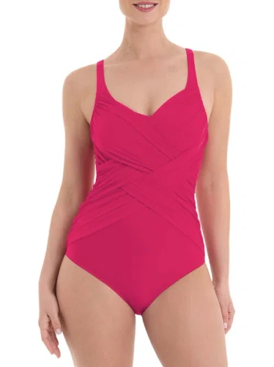 Anita Aileen Mesh Control One-piece In Hot Pink