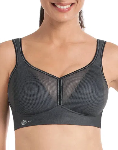 Anita Air Control Deltapad Maximum Support Sports Bra In Anthracite In Blue
