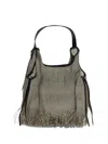 Anita Bilardi Fringed Distressed-detail Tote Bag In Green