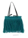 Anita Bilardi Green Shopper With Hanging Fringes Design And Double Top Handle