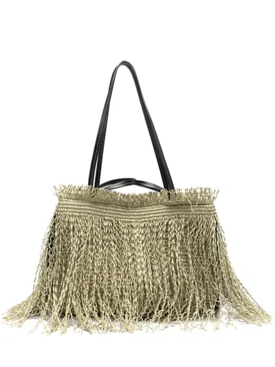 Anita Bilardi Small Frange Tote Bag In Green