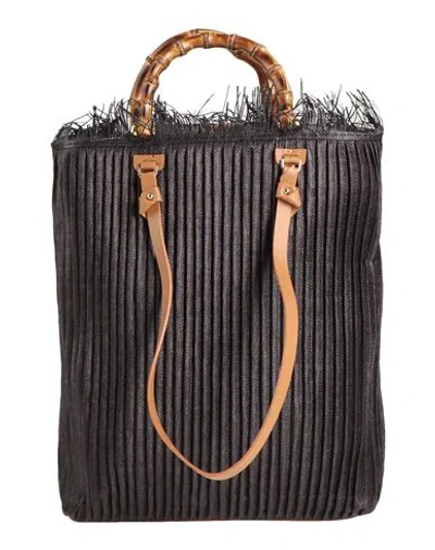 Anita Bilardi Woman Handbag Black Size - Polyamide, Calfskin, Bamboo