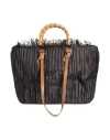 Anita Bilardi Woman Handbag Black Size - Polyamide, Leather, Bamboo In Black