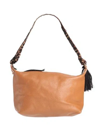 Anita Bilardi Woman Shoulder Bag Camel Size - Bovine Leather, Cotton In Beige