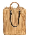 Anita Bilardi Woman Handbag Camel Size - Polyamide, Calfskin, Bamboo In Beige