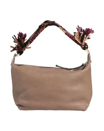 Anita Bilardi Woman Handbag Khaki Size - Bull Skin, Cotton, Polyester In Beige