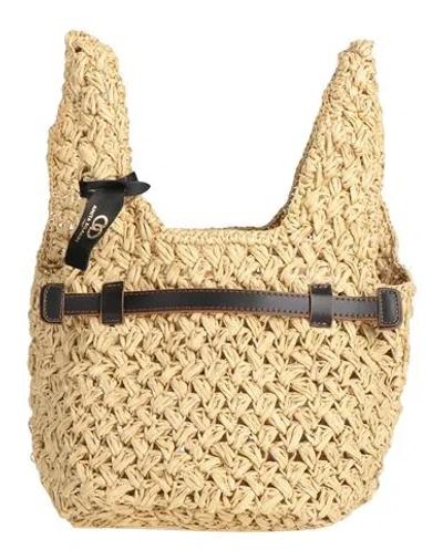 Anita Bilardi Woman Handbag Sand Size - Paper, Synthetic Raffia, Calfskin In Beige