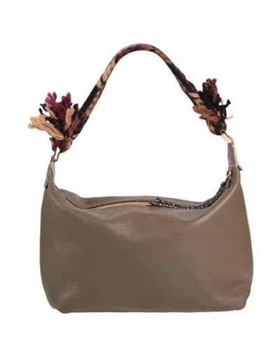 Anita Bilardi Woman Handbag Taupe Size - Bull Skin, Cotton, Polyester In Grey