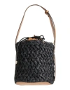 Anita Bilardi Woman Shoulder Bag Black Size - Paper, Synthetic Raffia, Leather In Black