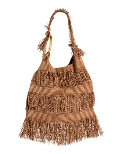 Anita Bilardi Woman Shoulder Bag Brown Size - Natural Raffia