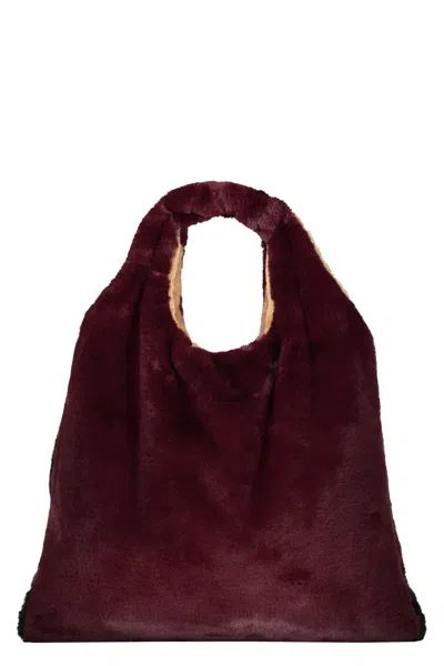 Anita Biliardi Faux Fur Tote In Red