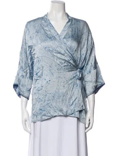 Pre-owned Anita Dongre Tie-dye Print Robe In Blue