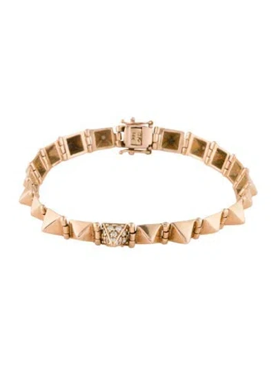 Pre-owned Anita Ko 14k Diamond Small Spike Bracelet, 6.5" In Multi