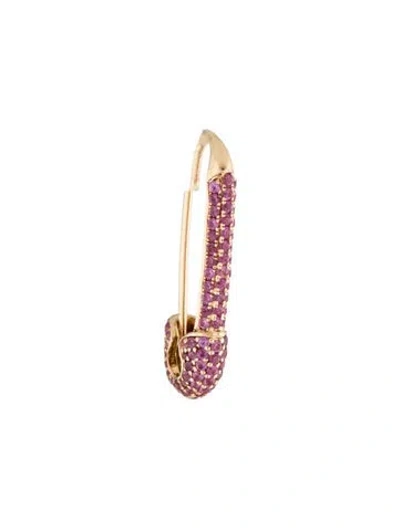 Pre-owned Anita Ko 14k Sapphire Mini Safety Pin Earring In Multicolor