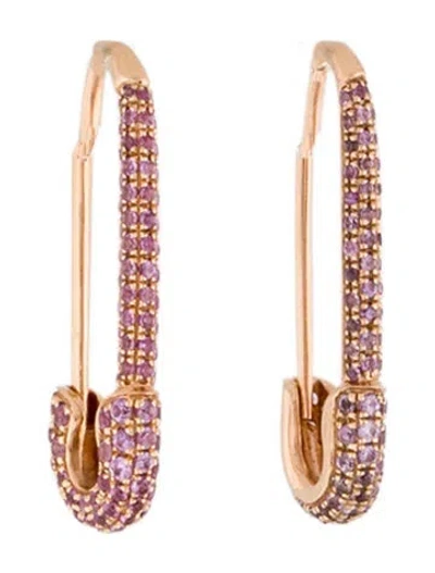 Pre-owned Anita Ko 18k 1.00ct Sapphire Safety Pin Earrings In Multi