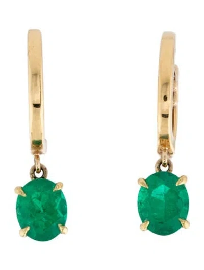 Pre-owned Anita Ko 18k 1.03ctw Emerald Drop Earrings In Multicolor