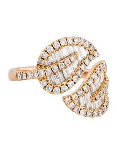 Pre-owned Anita Ko 18k 1.28ctw Diamond Large Leaf Bypass Cocktail Ring In Multi
