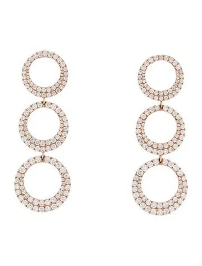 Pre-owned Anita Ko 18k 3.10ctw Diamond Triple Circle Drop Earrings In Multicolor
