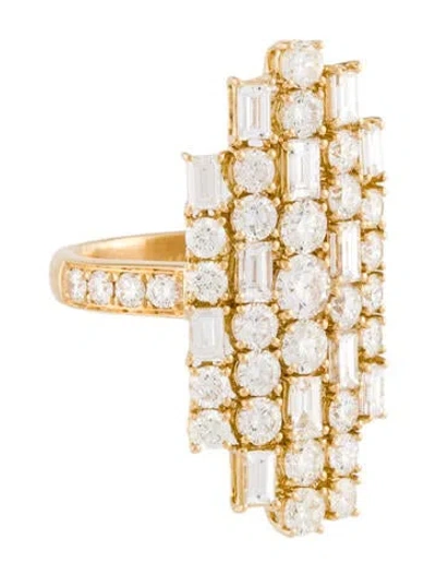 Pre-owned Anita Ko 18k 4.64ctw Diamond Cluster Cocktail Ring In Multi