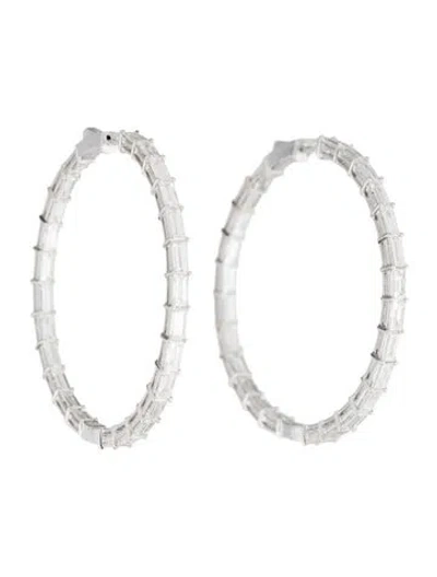 Pre-owned Anita Ko 18k 9.60ctw Diamond Baguette Large Hoops In Multi