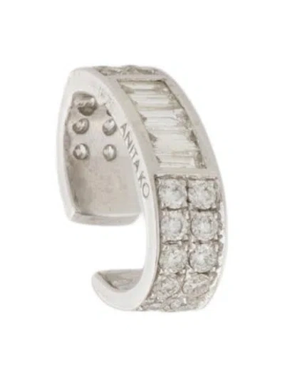 Pre-owned Anita Ko 18k Diamond Baguette & Round Ear Cuff In Multi