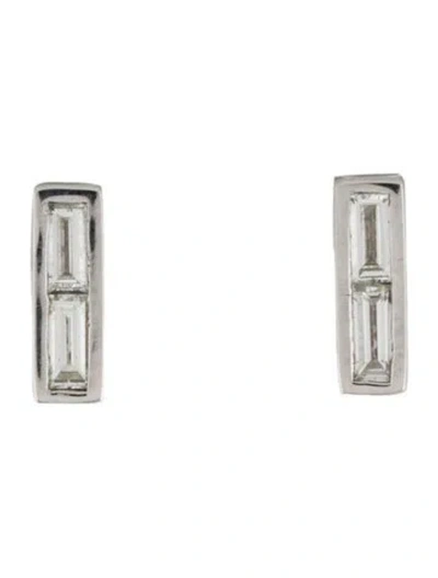 Pre-owned Anita Ko 18k Diamond Baguette Stud Earrings In Multi