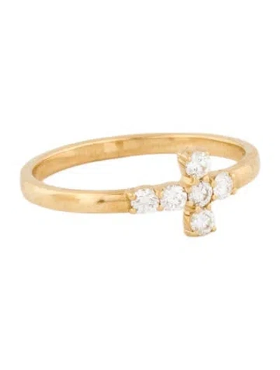 Pre-owned Anita Ko 18k Diamond Cross Ring In Multi