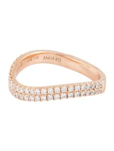 Pre-owned Anita Ko 18k Diamond Curved Ring In Multi