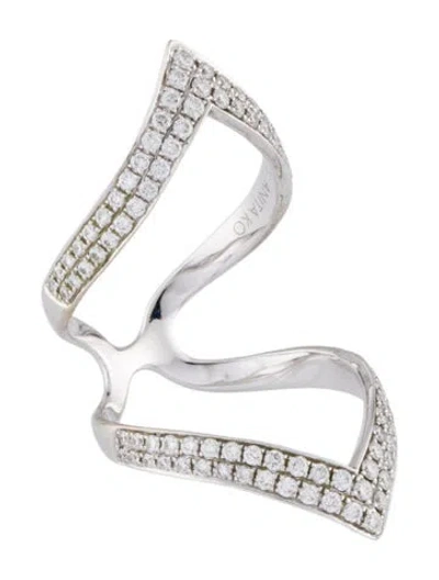 Pre-owned Anita Ko 18k Diamond Double Chevron Cocktail Ring In Multi