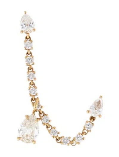 Pre-owned Anita Ko 18k Diamond Double Piercing Pear Diamond Loop Earring In Gold