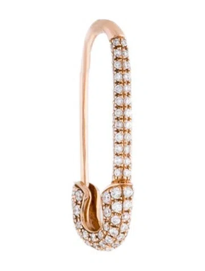 Pre-owned Anita Ko 18k Diamond Mini Safety Pin Single Earring In Multi