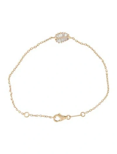 Pre-owned Anita Ko 18k Diamond Palm Leaf Bracelet, 6.25" In Multi