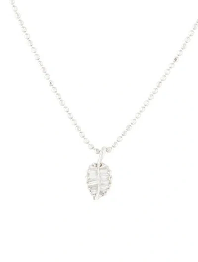 Pre-owned Anita Ko 18k Diamond Palm Leaf Pendant Necklace, 18.25" In Multicolor