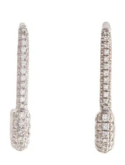 Pre-owned Anita Ko 18k Diamond Safety Pin Earrings In Multicolor