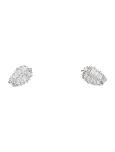 Pre-owned Anita Ko 18k Diamond Smabè Ll Palm Leaf Stud Earrings In Multicolor