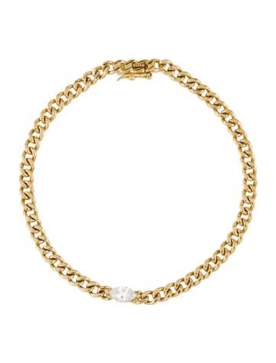 Pre-owned Anita Ko 18k Diamond Station Cuban Link Bracelet, 6.25" In Multicolor