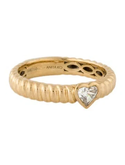 Pre-owned Anita Ko 18k Diamond Thin Zoe Heart Ring In Multi