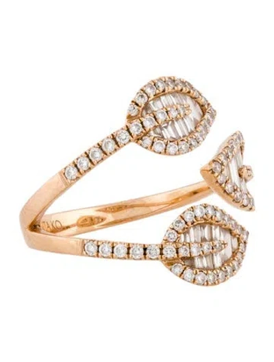 Pre-owned Anita Ko 18k Diamond Tri-leaf Cocktail Ring In Multi